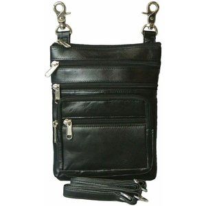Zippered Leather Hip Waist Bag Biker Convertible Cross Body Purse Handbag